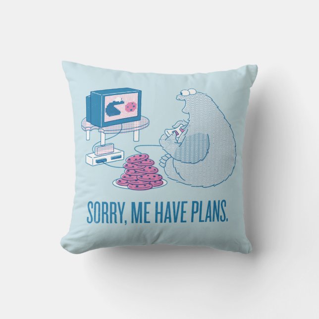 Cookie Monster | Sorry, Me Have Plans Throw Pillow (Front)