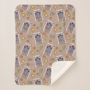 Cookie Monster Wanted Pattern Sherpa Blanket