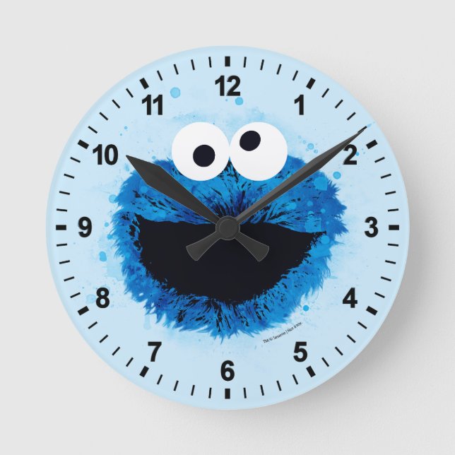 Cookie Monster | Watercolor Trend Round Clock (Front)