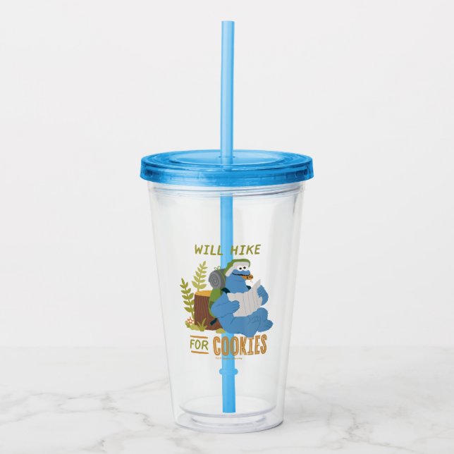 Cookie Monster | Will Hike For Cookies Acrylic Tumbler (Front)
