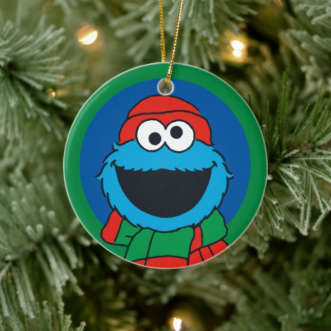 Cookie Monster Winter Scarf  Ceramic Ornament (Tree)