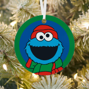 Cookie Monster Winter Scarf Metal Ornament
