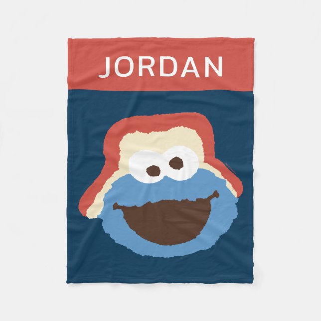 Cookie Monster Woodland Face | Add Your Name Fleece Blanket (Front)