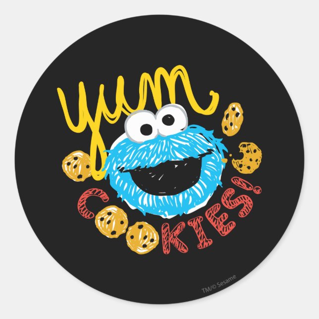 Cookie Monster Yum Classic Round Sticker (Front)