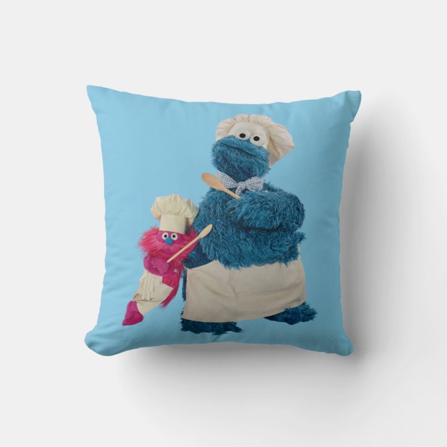 Cookie Monster's Food Truck Partners Throw Pillow (Front)