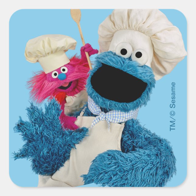 Cookie Monster's Foodie Truck Friends Square Sticker (Front)