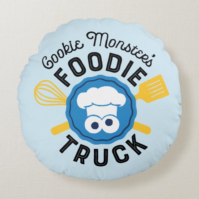 Cookie Monster's Foodie Truck Logo Round Pillow (Front)