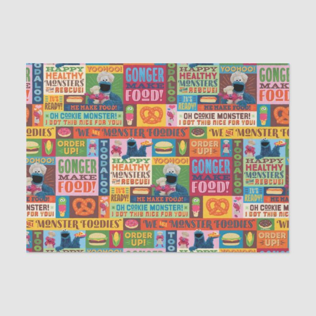 Cookie Monster's Foodie Truck Pattern Tissue Paper (Front)