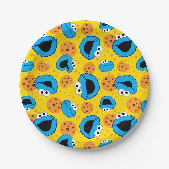 Cookie Monter and Cookies Pattern Paper Plate (Front)