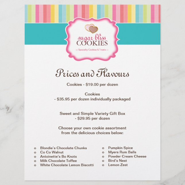 Cookie Price List Flyer (Front)