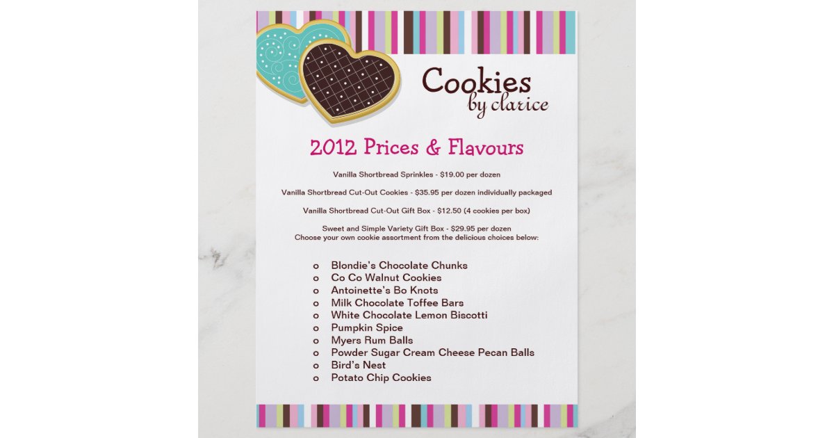 cookie-price-list-flyer-zazzle