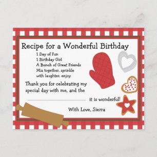 Cookie Recipe Thank You Note Invitation
