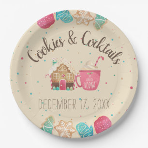 Cookie Swap Christmas Cookies & Cocktails Party Paper Plate