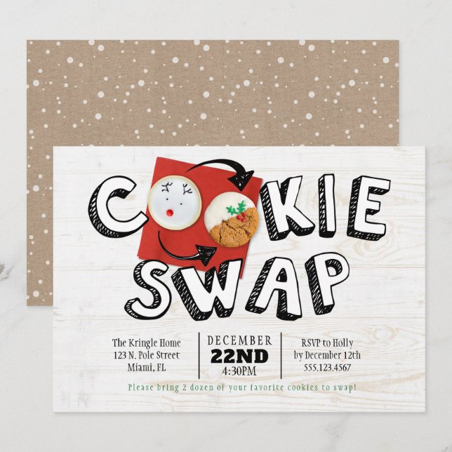 Cookie Swap Exchange Holiday Christmas Party Invitation (Front/Back)