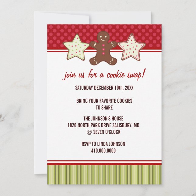 Cookie Swap Holiday Christmas Party Invitations (Front)