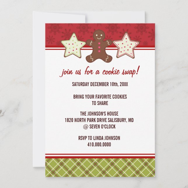 Cookie Swap Holiday Christmas Party Invitations (Front)
