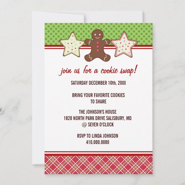 Cookie Swap Holiday Christmas Party Invitations (Front)