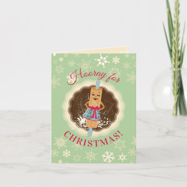 Cookie sweets baker retro rolling pin Christmas Holiday Card (Front)