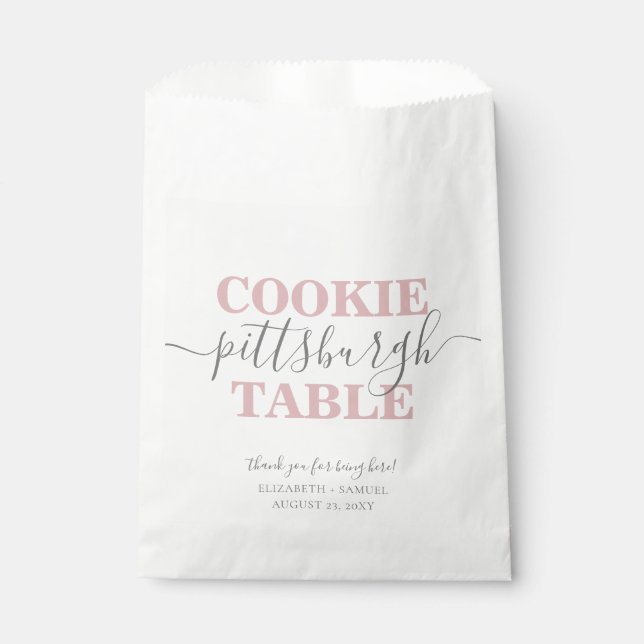 Cookie Table Personalized Pink Paper Favour Bag (Front)