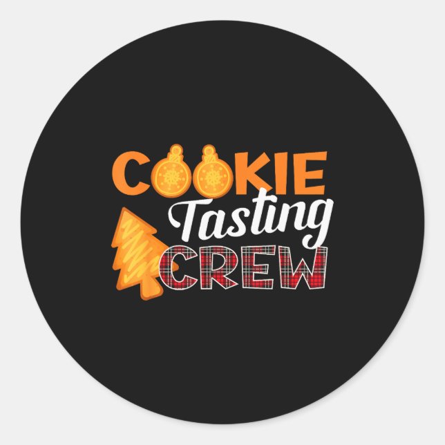 Cookie Tasting Crew - Funny Plaid Christmas  Classic Round Sticker (Front)