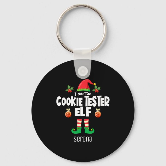 Cookie Tester Elf Family Matching Christmas Name  Keychain (Front)