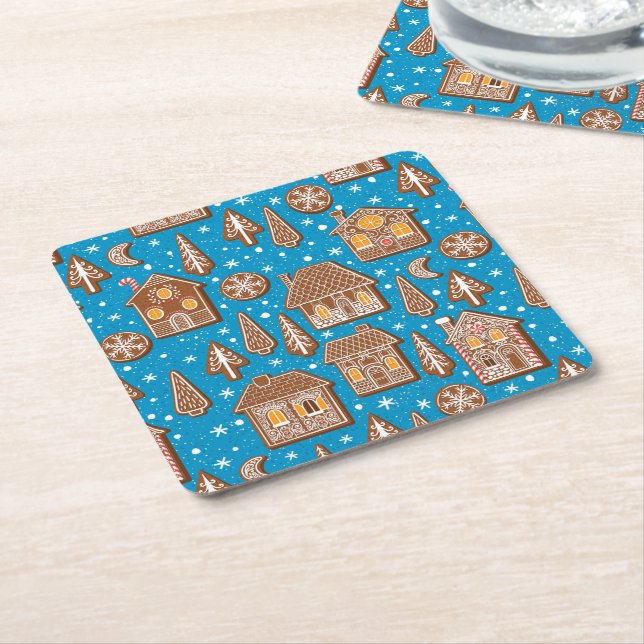 Cookie town square paper coaster (Angled)