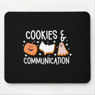 Cookies &amp; Communication Funny Halloween Design Mouse Pad