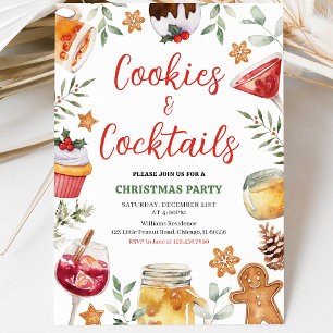 Cookies and Cocktails Christmas Party Invitation