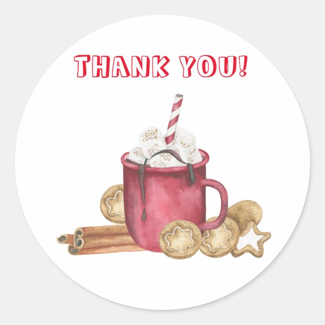 Cookies and cocoa baby shower Thank you  Classic Round Sticker (Front)