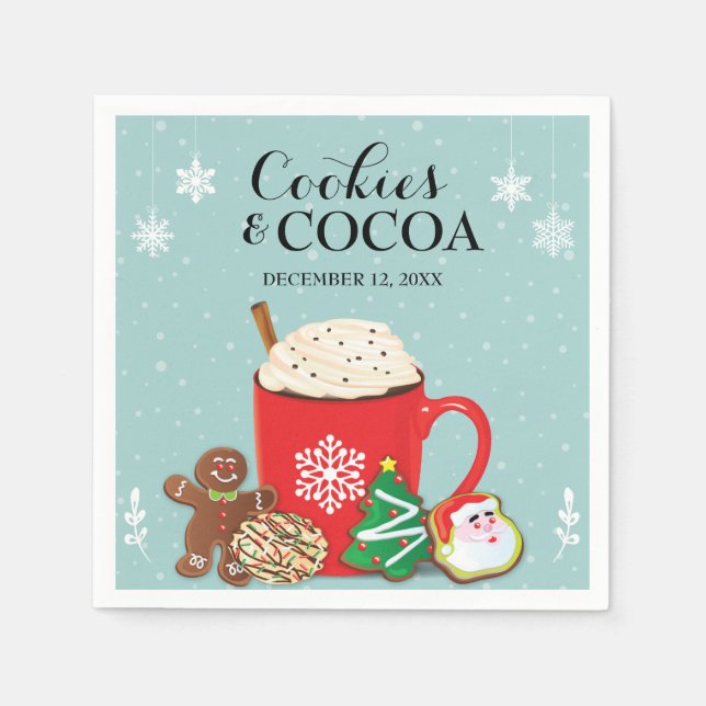 Cookies and Cocoa Christmas Holiday Party Napkin (Front)