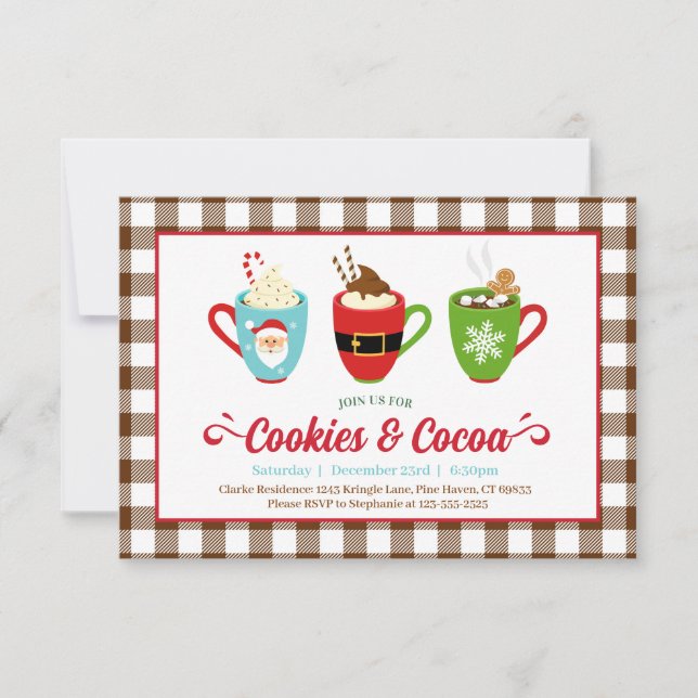 Cookies and Cocoa Christmas Party Invitation (Front)