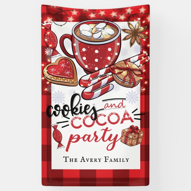 Cookies and Cocoa Christmas Party Personalized Banner (Vertical)