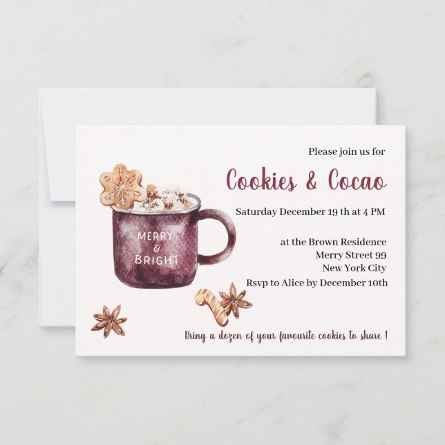 Cookies and Cocoa Holiday Party Invitation (Front)