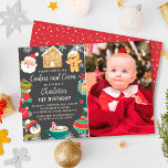 Cookies and Cocoa Kids Christmas Birthday Photo Invitation<br><div class="desc">Cookies and Cocoa Kids Christmas Birthday Photo Invitation</div>