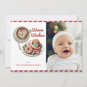 Cookies and Cocoa Red Christmas Photo Holiday Card