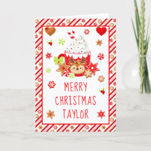 Cookies and Cocoa Red Merry Christmas Holiday Card