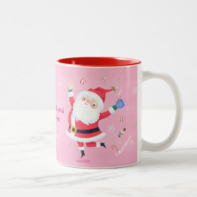 Cookies and Cocoa Time Cute Santa Two-Tone Coffee Mug (Right)