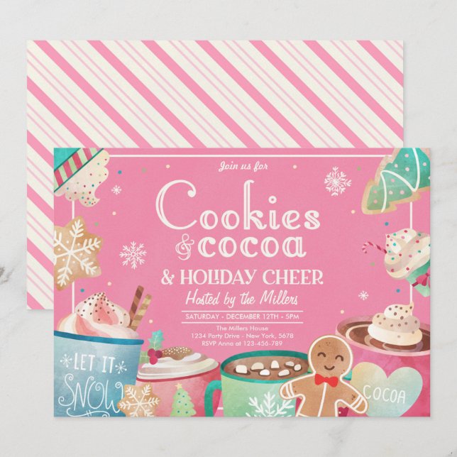 Cookies And Hot Cocoa Holiday Christmas Party Invitation (Front/Back)