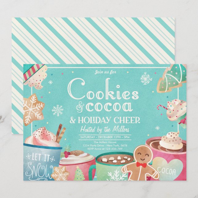 Cookies And Hot Cocoa Holiday Christmas Party Invitation (Front/Back)