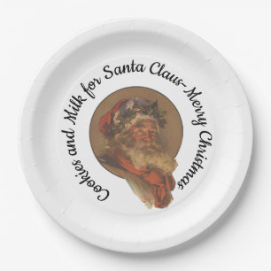 Cookies and Milk for Santa Claus -Merry Christmas Paper Plate