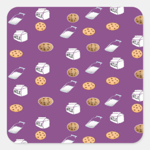Cookies and milk on purple square sticker