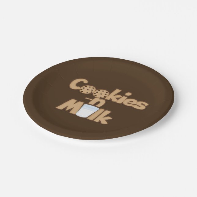 Cookies and Milk word art party paper plate (Angled)