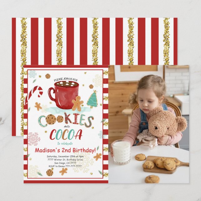 Cookies Anniversaire Photo Invitation (Devant / Derrière)
