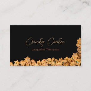 Cookies Bakery  QR Code Black Professional Business Card