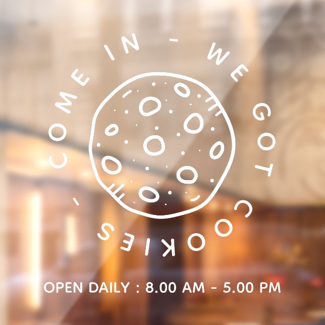 Cookies Bakery Store Simple Business Open Hours Window Cling (Sheet 2)