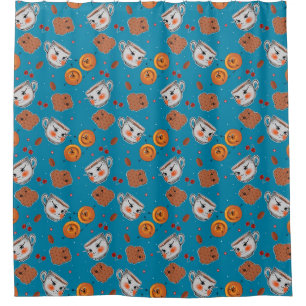 Cookies, buns: blue background pattern