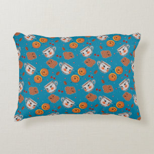 Cookies, buns: blue background pattern accent pillow