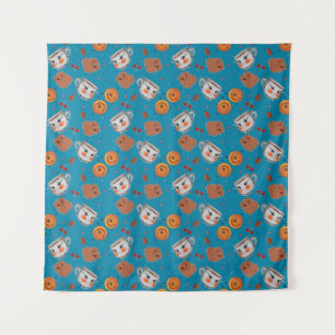 Cookies, buns: blue background pattern tapestry