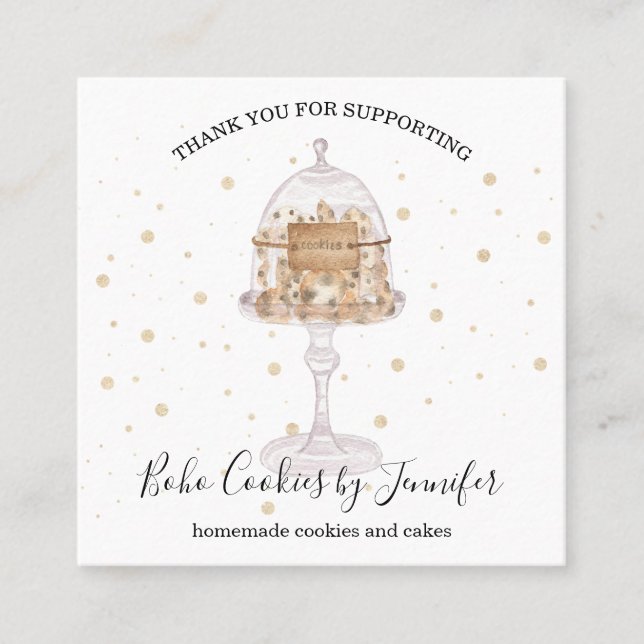 Cookies Cakes Bakery Cute Square Business Card (Front)