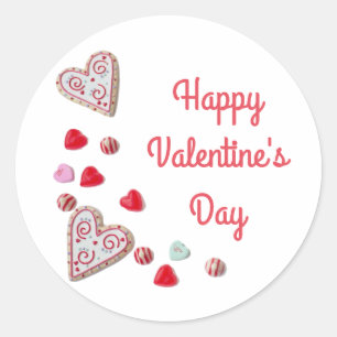 Cookies Candy Hearts Happy Valentines Day Classic Round Sticker